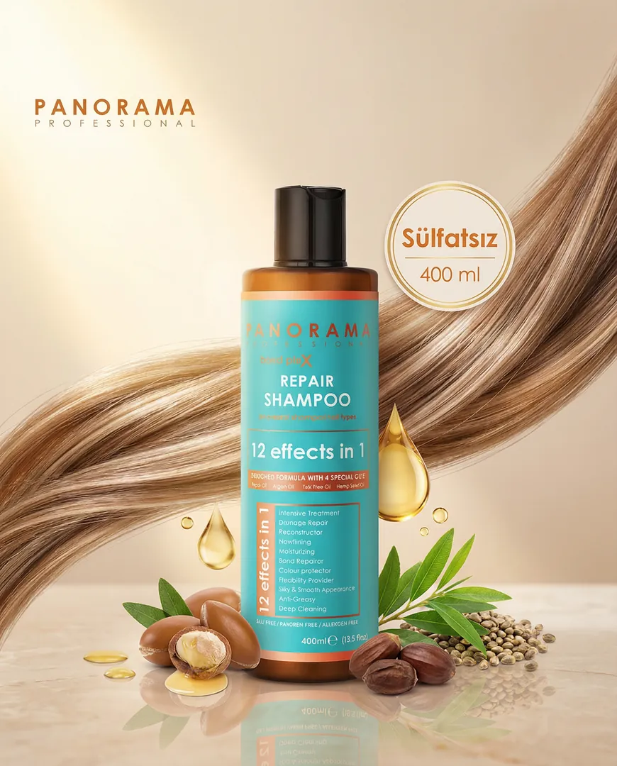 Beauty ad for Panorama repair shampoo