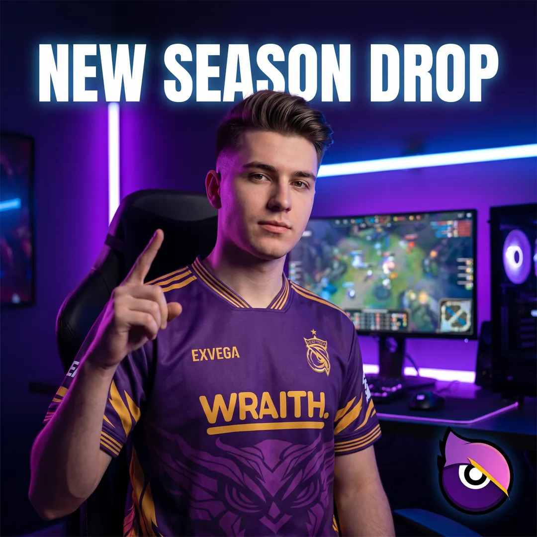 Gaming ad for an esports team jersey drop